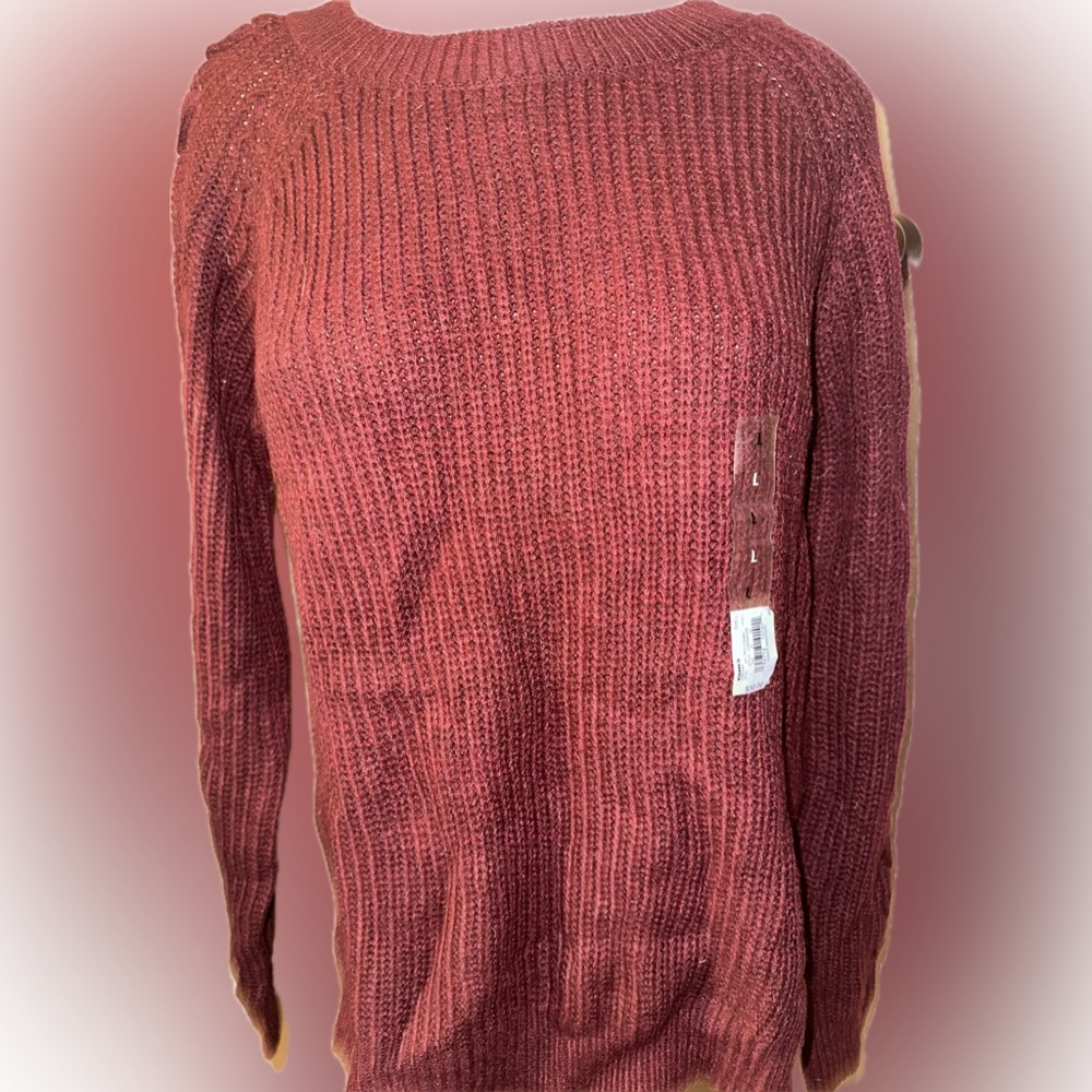 Heritage Women's Ribbed Knit Sweater - Deep Red